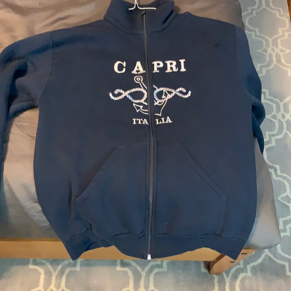 dark navy blue zip up from a gift shop in Capri , Italy